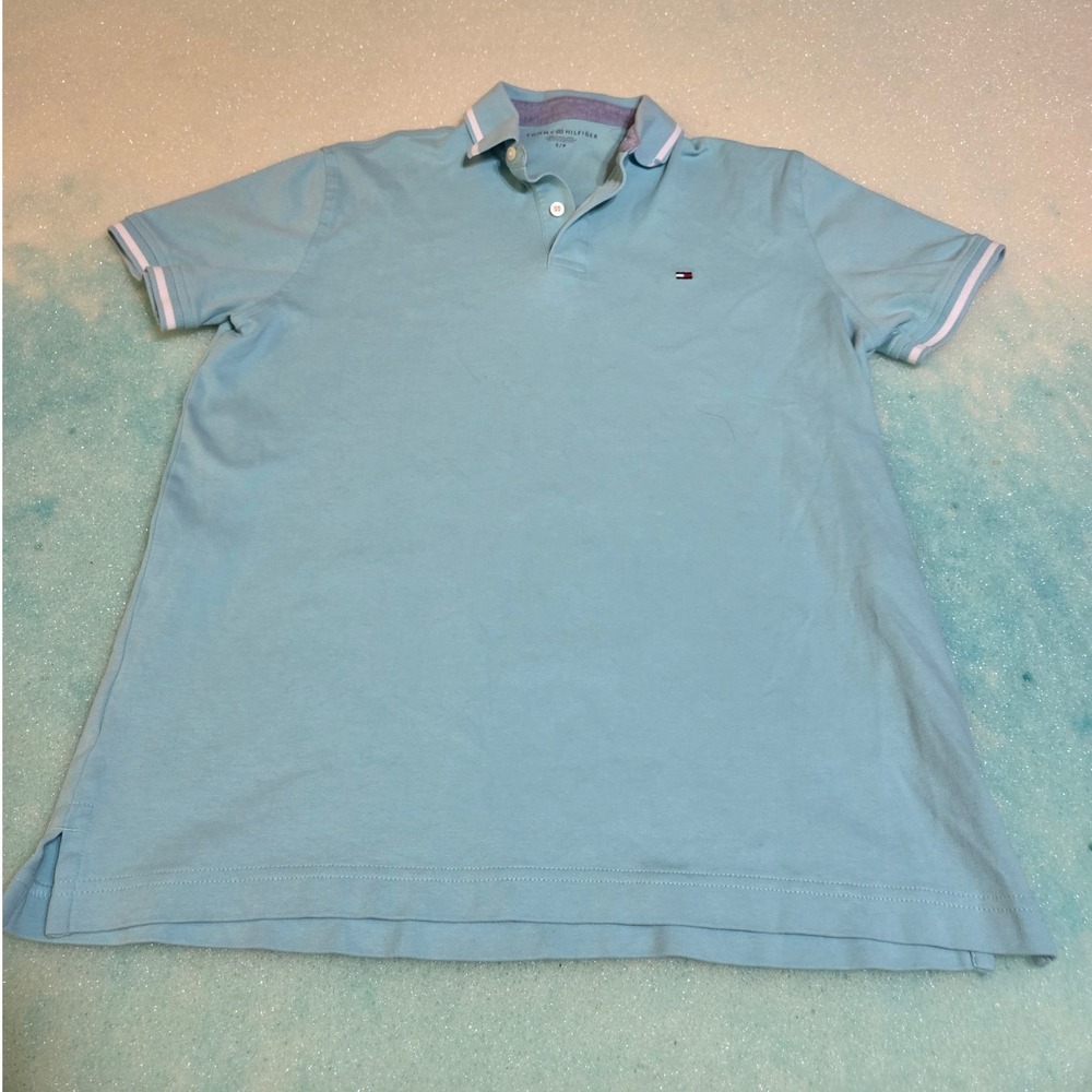 Tommy‎ Hilfiger Womens Light Blue Short Sleeve Polo Shirt Cotton Pique Size S P